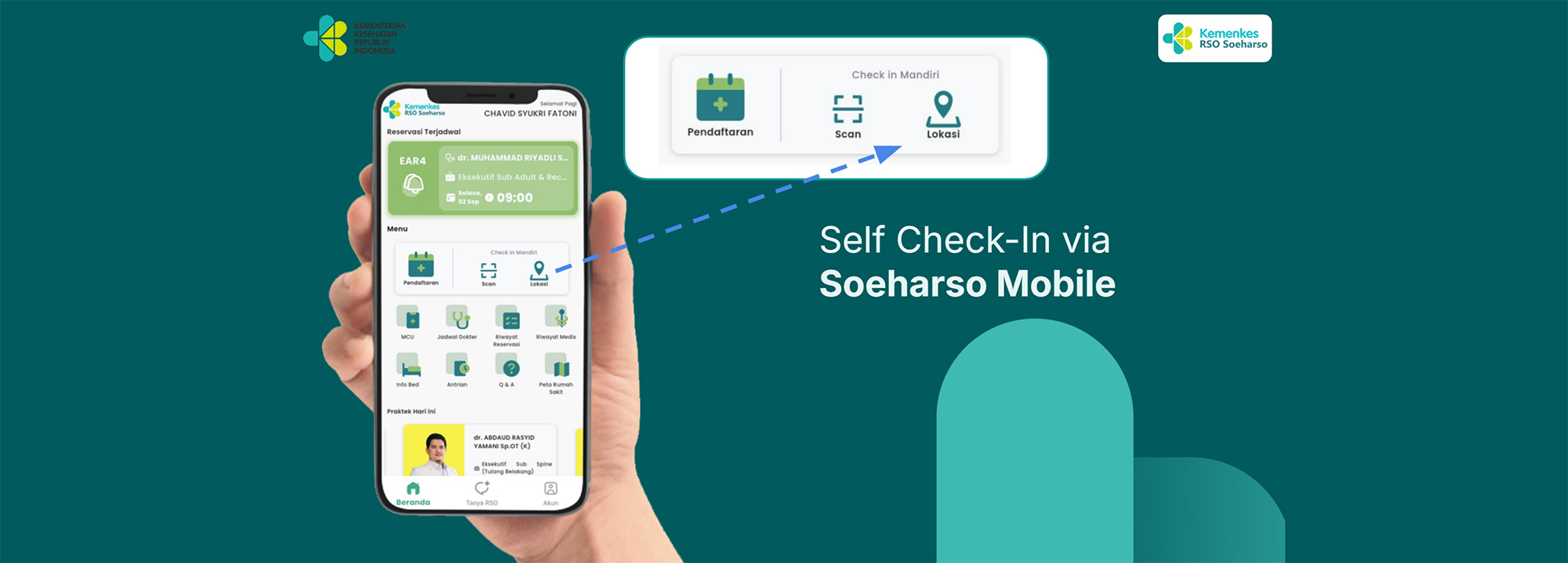 Self Check-In melalui Soeharso Mobile